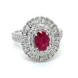 Certified Ruby 1.50ct Diamonds Solid Platinum Ring